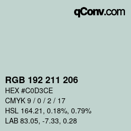 カラーコード: RGB 192 211 206 | qconv.com