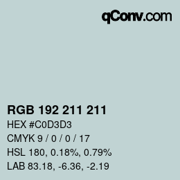 カラーコード: RGB 192 211 211 | qconv.com