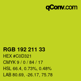 Color code: RGB 192 211 33 | qconv.com