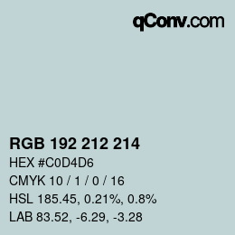 カラーコード: RGB 192 212 214 | qconv.com