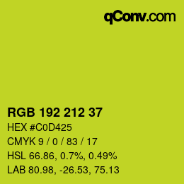 Color code: RGB 192 212 37 | qconv.com