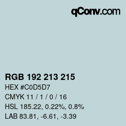 カラーコード: RGB 192 213 215 | qconv.com