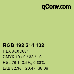 Color code: RGB 192 214 132 | qconv.com