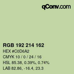Color code: RGB 192 214 162 | qconv.com