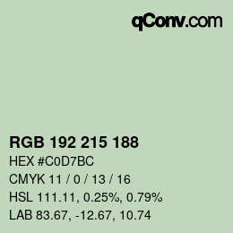 Color code: RGB 192 215 188 | qconv.com