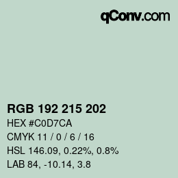 カラーコード: RGB 192 215 202 | qconv.com