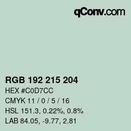 カラーコード: RGB 192 215 204 | qconv.com