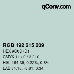 Color code: RGB 192 215 209 | qconv.com