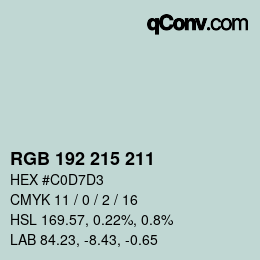 カラーコード: RGB 192 215 211 | qconv.com