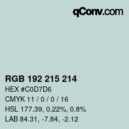 カラーコード: RGB 192 215 214 | qconv.com
