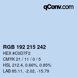 Color code: RGB 192 215 242 | qconv.com