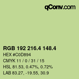 カラーコード: RGB 192 216.4 148.4 | qconv.com