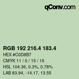 カラーコード: RGB 192 216.4 183.4 | qconv.com