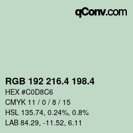 カラーコード: RGB 192 216.4 198.4 | qconv.com
