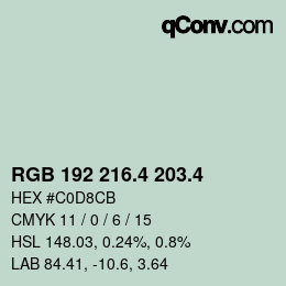 カラーコード: RGB 192 216.4 203.4 | qconv.com