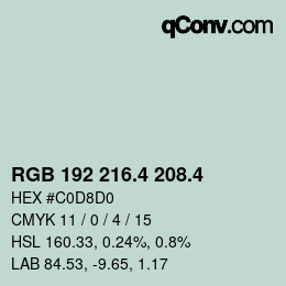 カラーコード: RGB 192 216.4 208.4 | qconv.com