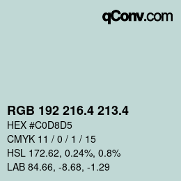 カラーコード: RGB 192 216.4 213.4 | qconv.com