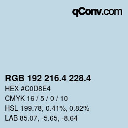 カラーコード: RGB 192 216.4 228.4 | qconv.com