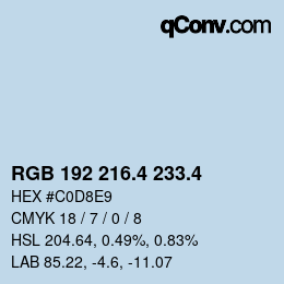カラーコード: RGB 192 216.4 233.4 | qconv.com