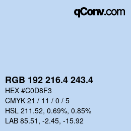 カラーコード: RGB 192 216.4 243.4 | qconv.com