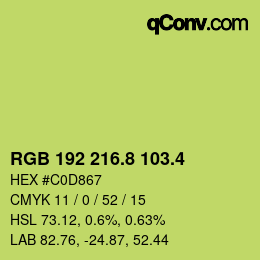 カラーコード: RGB 192 216.8 103.4 | qconv.com