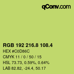 カラーコード: RGB 192 216.8 108.4 | qconv.com