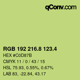 カラーコード: RGB 192 216.8 123.4 | qconv.com