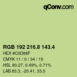 カラーコード: RGB 192 216.8 143.4 | qconv.com