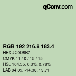 カラーコード: RGB 192 216.8 183.4 | qconv.com