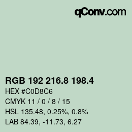 カラーコード: RGB 192 216.8 198.4 | qconv.com