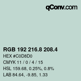 カラーコード: RGB 192 216.8 208.4 | qconv.com