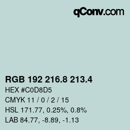 カラーコード: RGB 192 216.8 213.4 | qconv.com