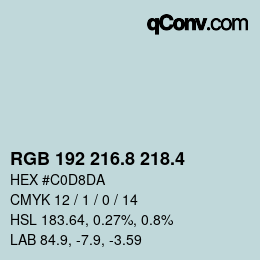 カラーコード: RGB 192 216.8 218.4 | qconv.com