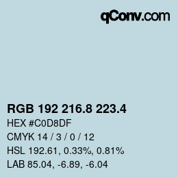 カラーコード: RGB 192 216.8 223.4 | qconv.com