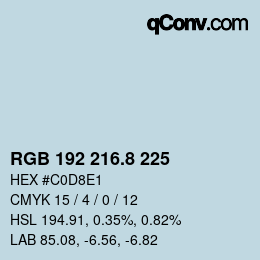 カラーコード: RGB 192 216.8 225 | qconv.com