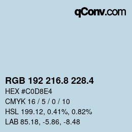 カラーコード: RGB 192 216.8 228.4 | qconv.com