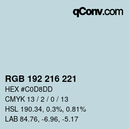 Código de color: RGB 192 216 221 | qconv.com