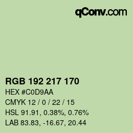 Color code: RGB 192 217 170 | qconv.com