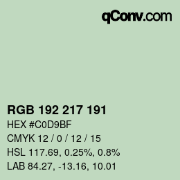 Color code: RGB 192 217 191 | qconv.com