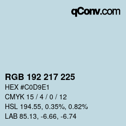 Color code: RGB 192 217 225 | qconv.com