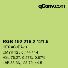 カラーコード: RGB 192 218.2 121.6 | qconv.com