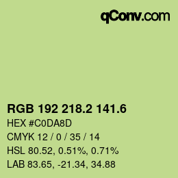 カラーコード: RGB 192 218.2 141.6 | qconv.com