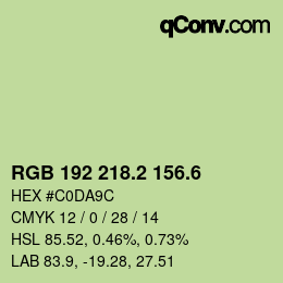カラーコード: RGB 192 218.2 156.6 | qconv.com