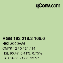 カラーコード: RGB 192 218.2 166.6 | qconv.com