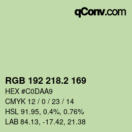 カラーコード: RGB 192 218.2 169 | qconv.com