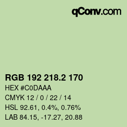 カラーコード: RGB 192 218.2 170 | qconv.com
