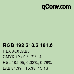 カラーコード: RGB 192 218.2 181.6 | qconv.com