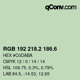 カラーコード: RGB 192 218.2 186.6 | qconv.com