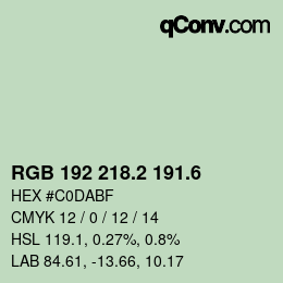 カラーコード: RGB 192 218.2 191.6 | qconv.com