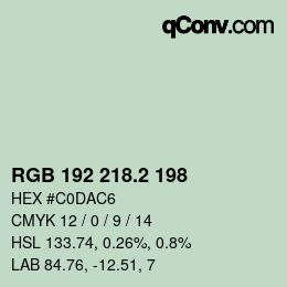 カラーコード: RGB 192 218.2 198 | qconv.com